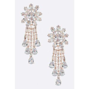 Chandelier Cubic Zirconia Statement Earrings Rose Gold